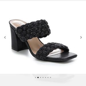 LLORRAINE Macey Special Occasion Shoes Black Bejeweled Heels